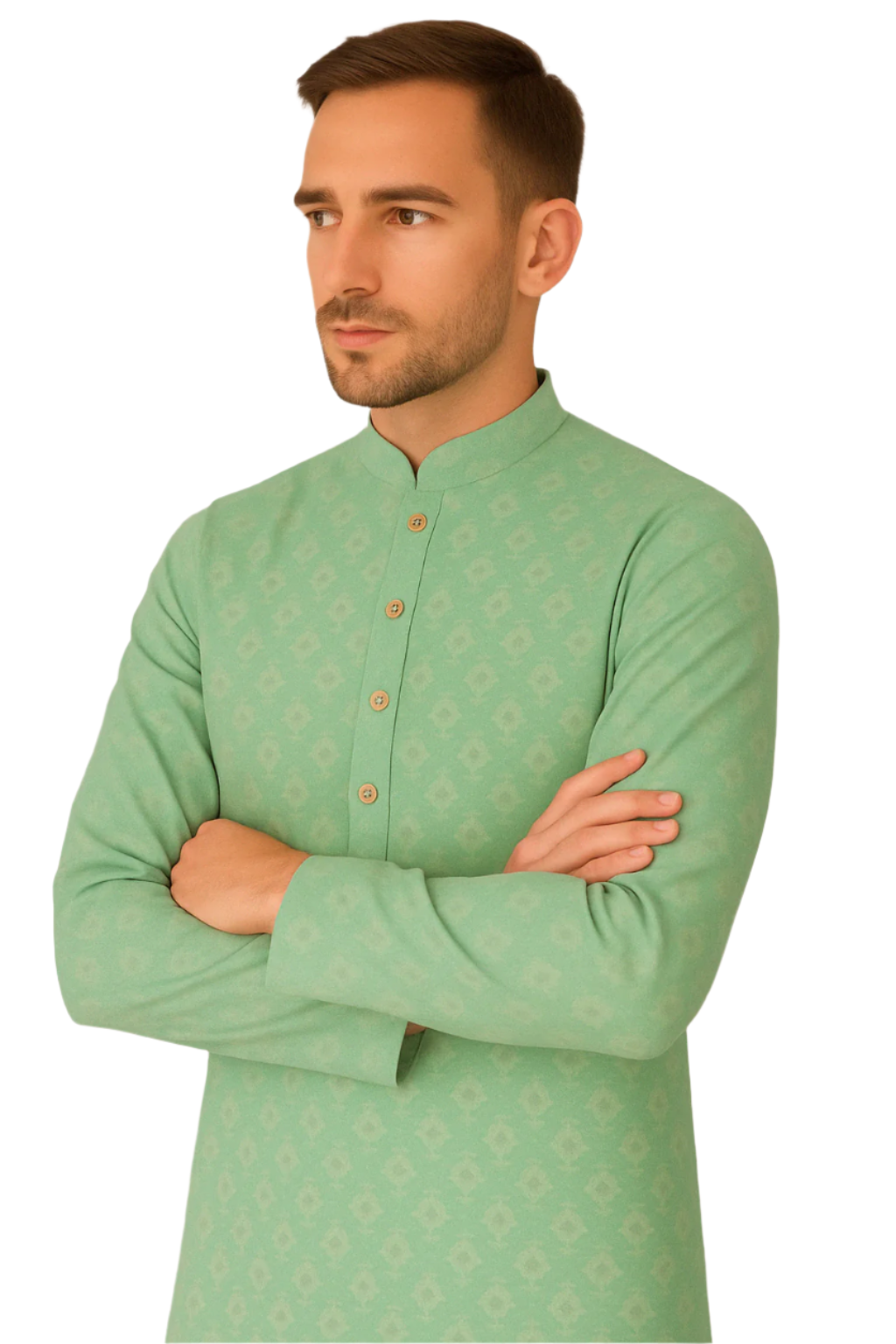 Mint Green Printed Knee-Length Kurta