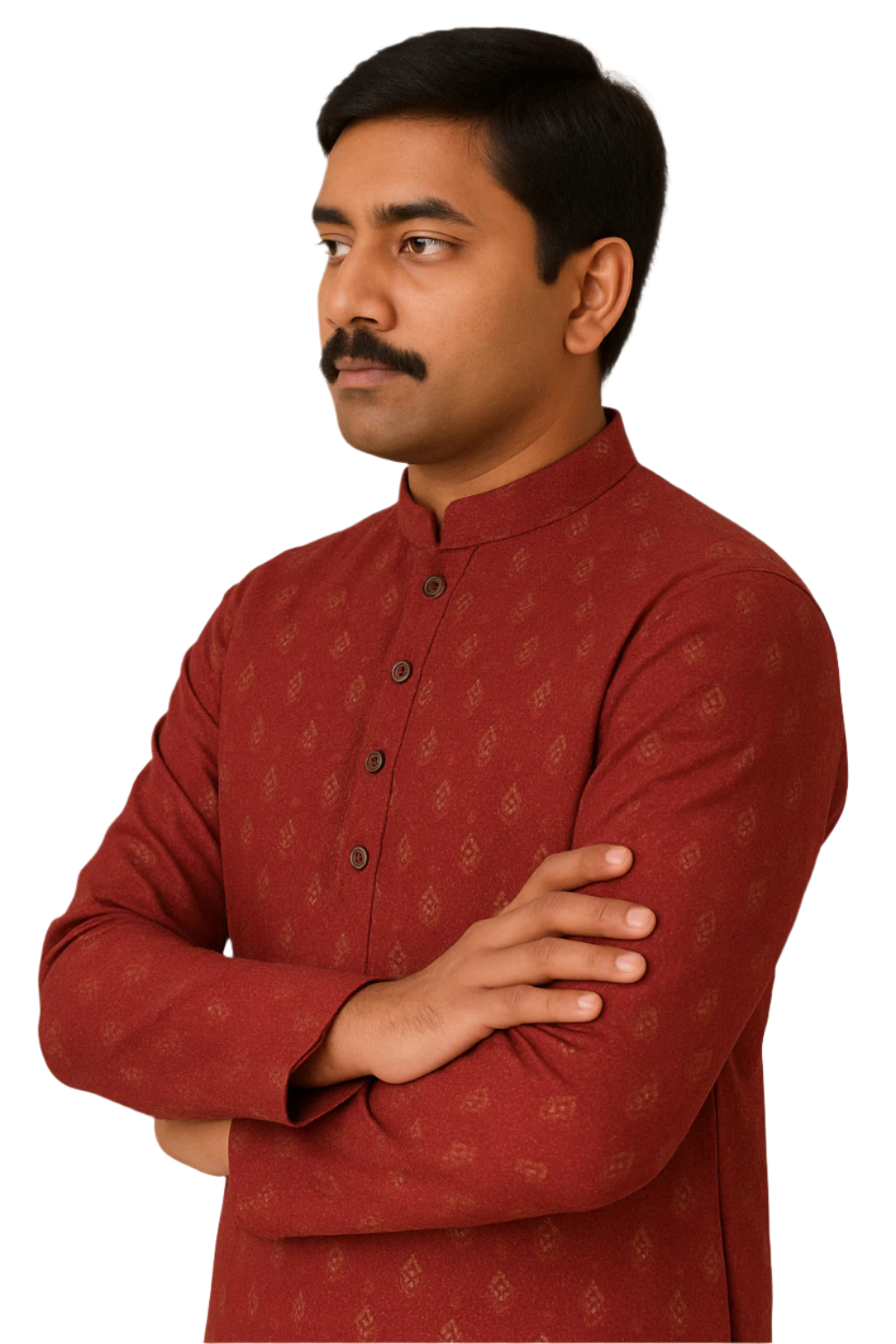Rust Red Printed Traditional Kurta