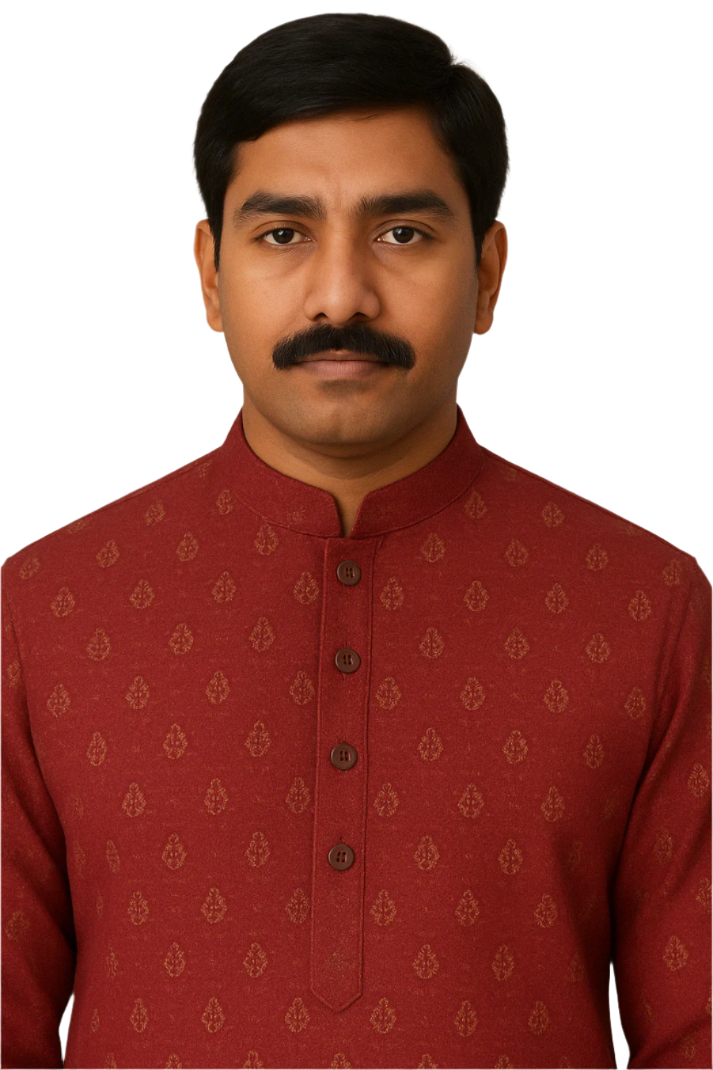 Rust Red Printed Traditional Kurta