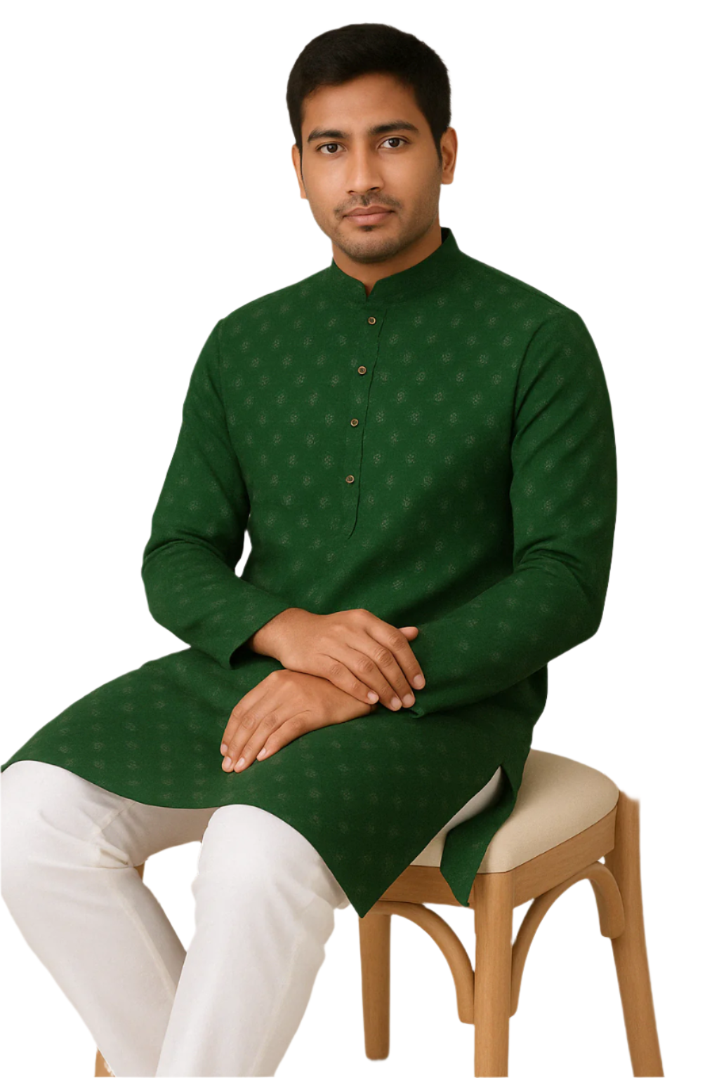 Emerald Green Kurta with Subtle Motif Print