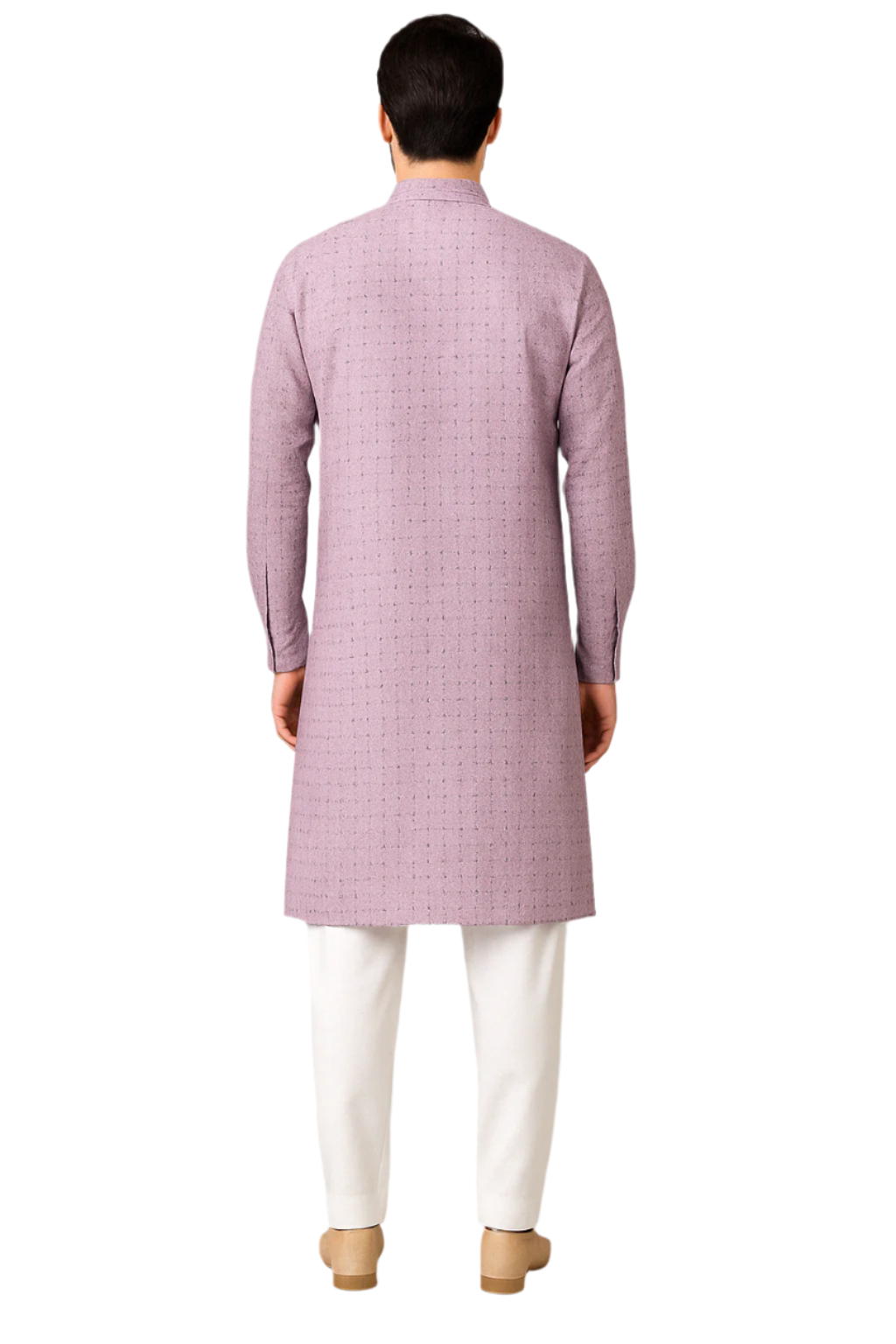 Lavender Jacquard Kurta with White Pajama
