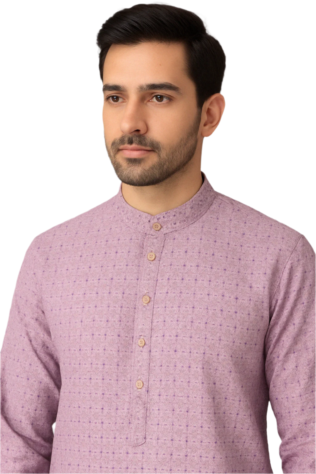 Lavender Jacquard Kurta with White Pajama