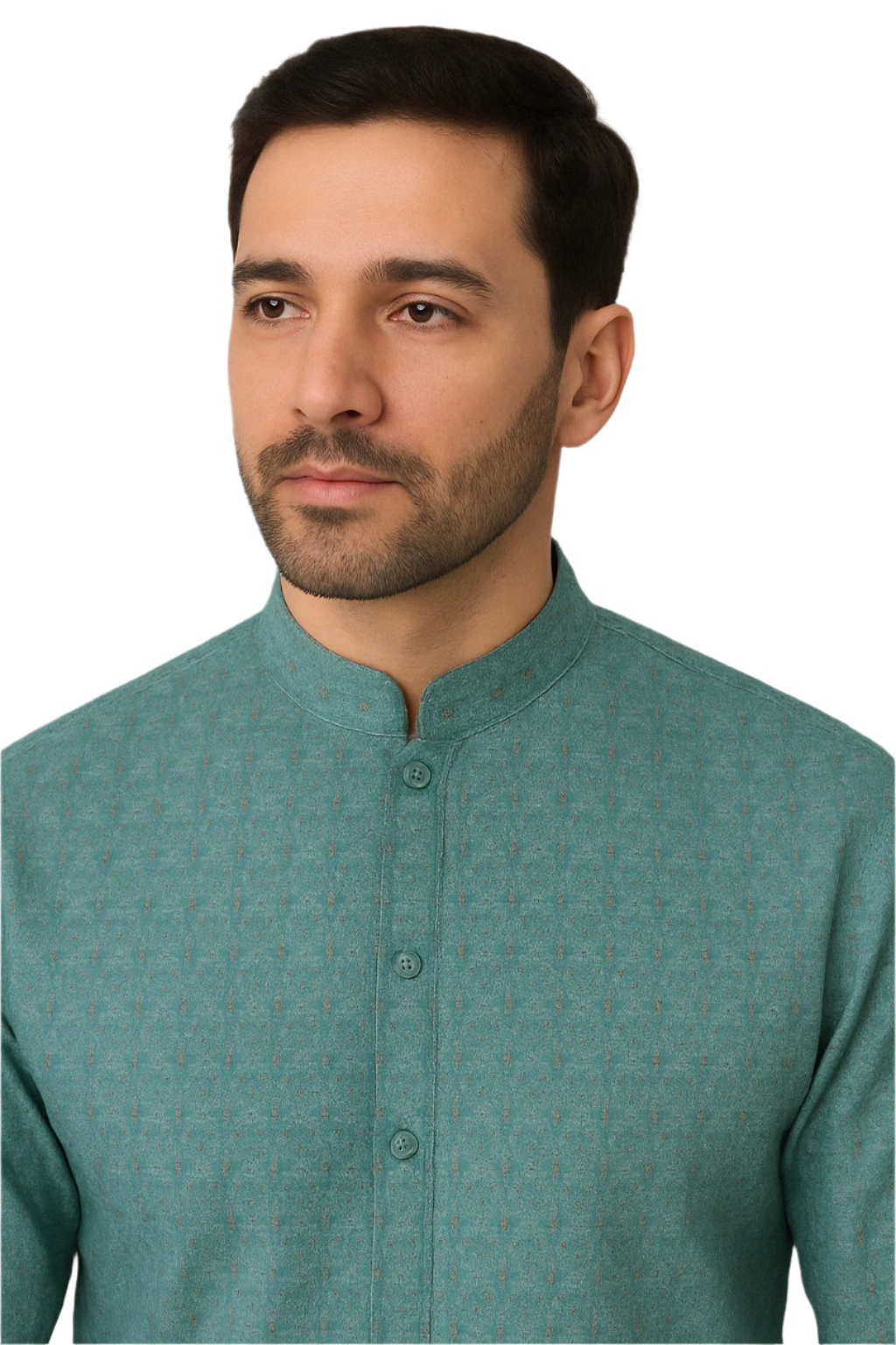 Sea Green Jacquard Kurta with White Pajama