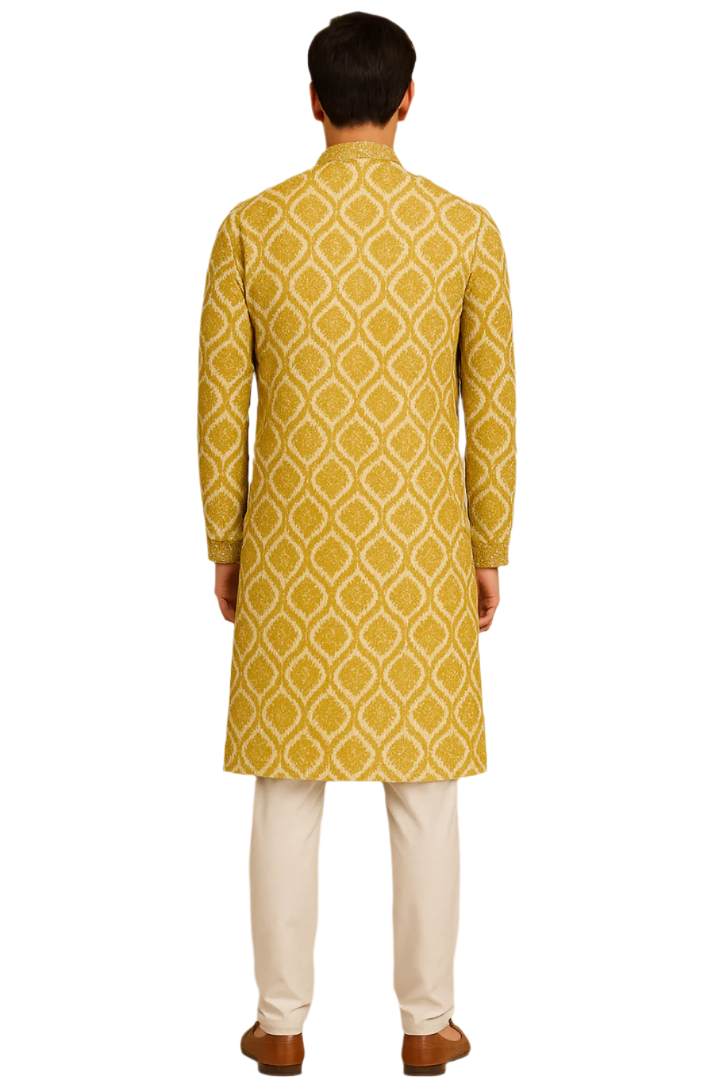 Mustard Yellow Brocade Kurta Set