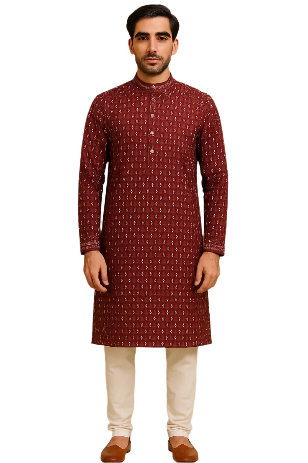 Maroon Printed Festive Kurta Set