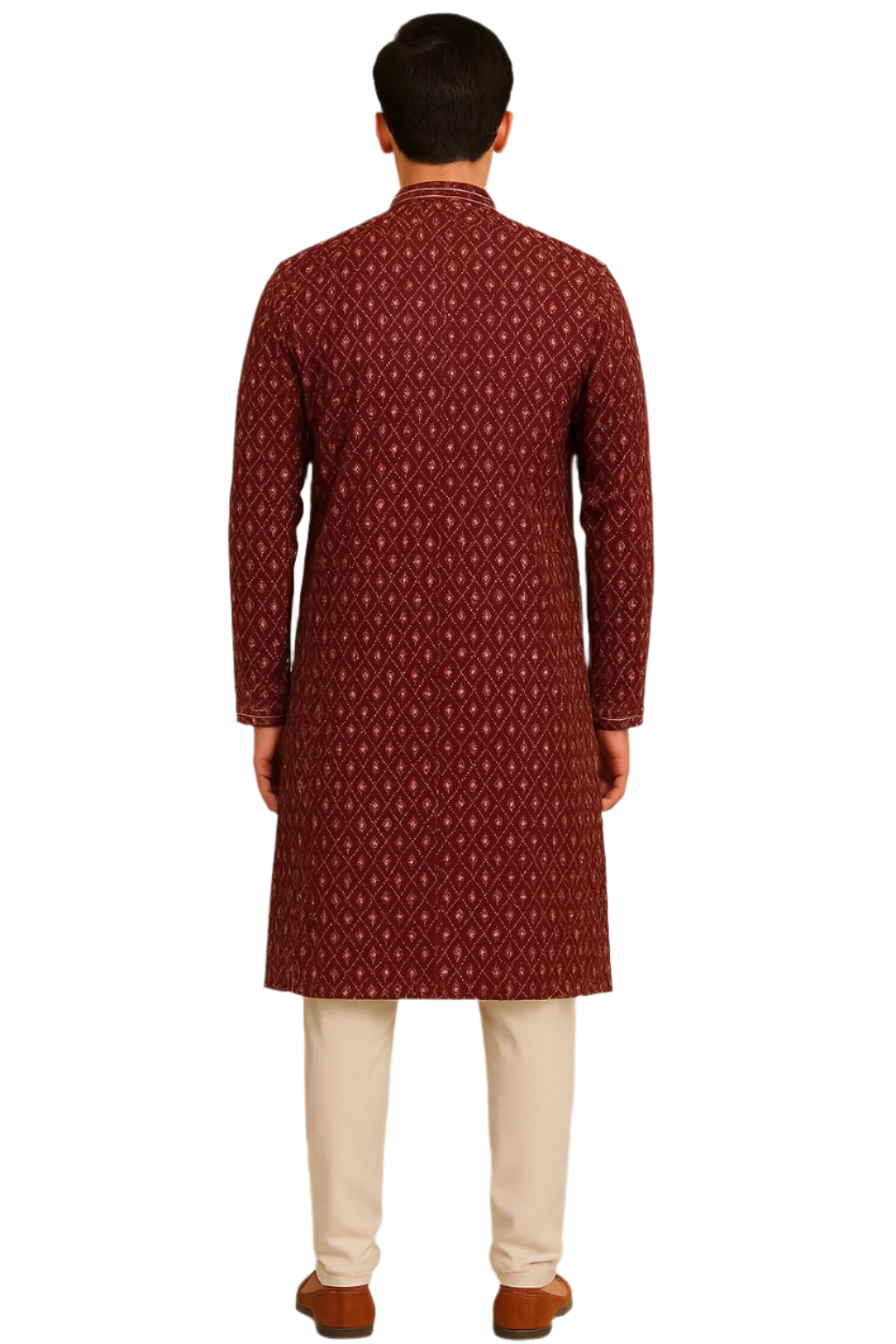 Maroon Printed Festive Kurta Set