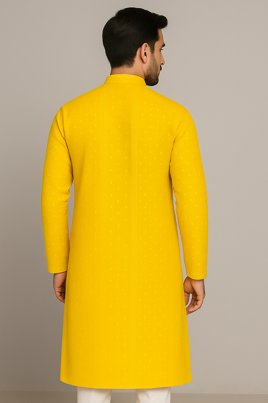 Sunshine Yellow Embroidered Kurta with White Pajama Set