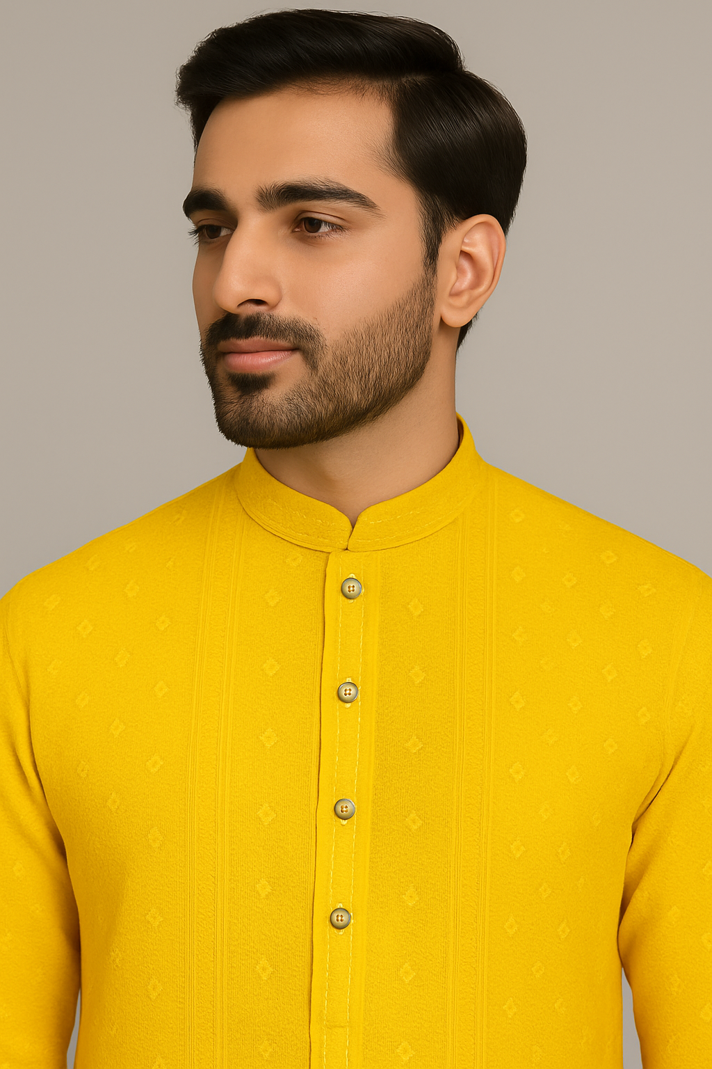 Sunshine Yellow Embroidered Kurta with White Pajama Set