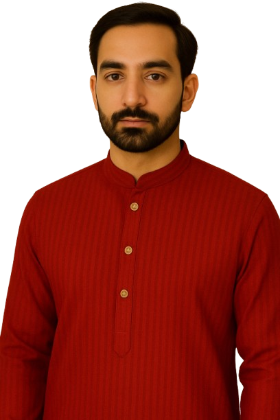 Classic Red Striped Kurta with White Pajama