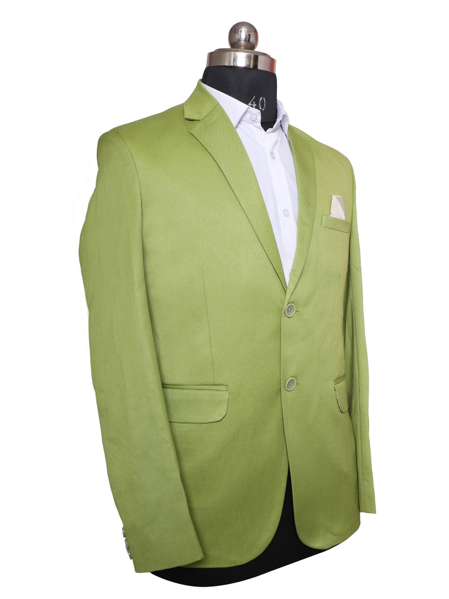 Viscose Stretch Parrot Green Men Blazer