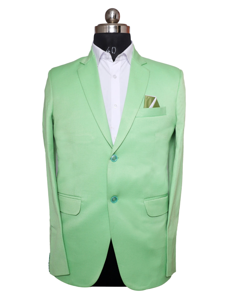 Viscose Stretch Cyan Green Men Blazer