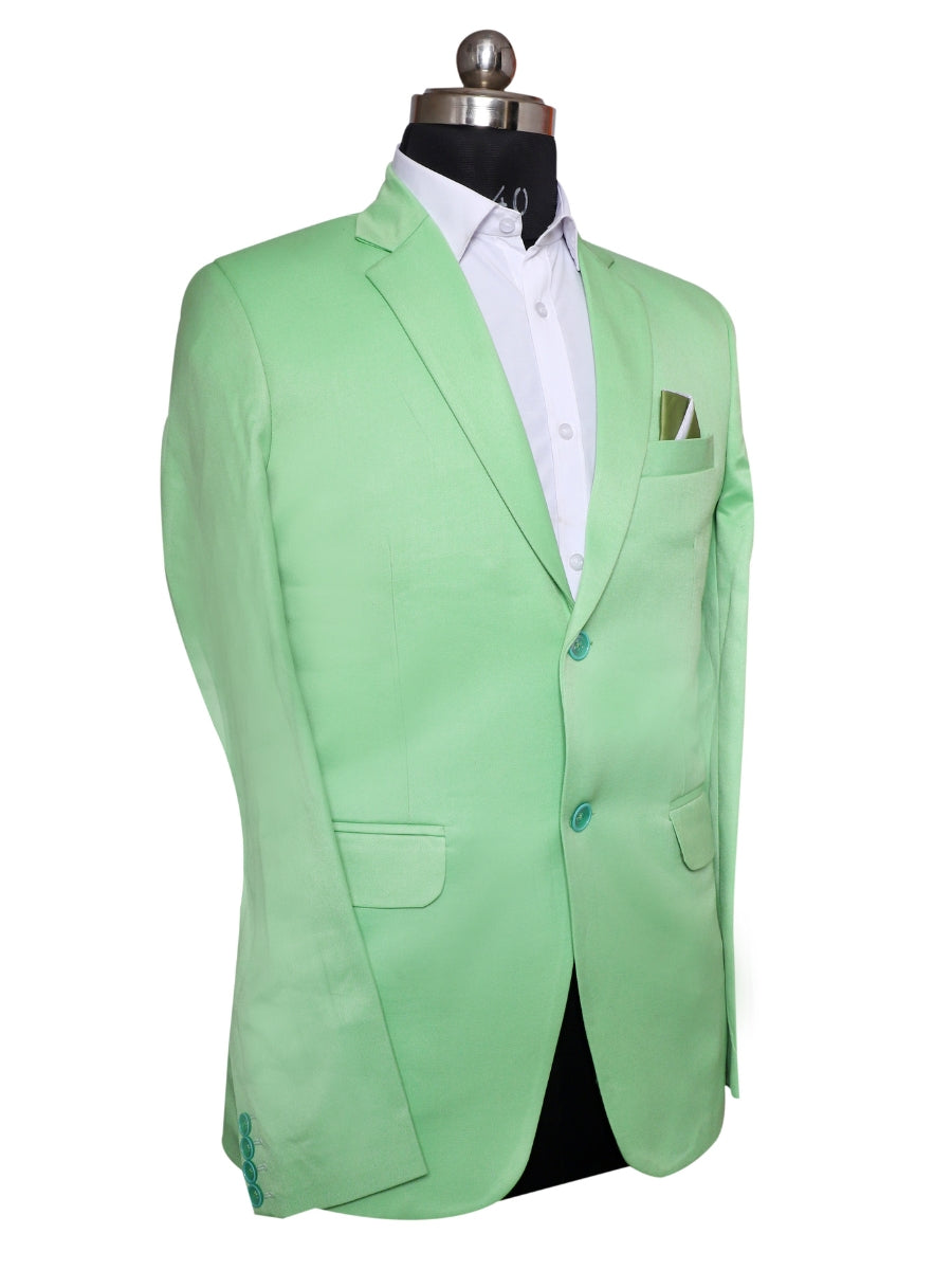 Viscose Stretch Cyan Green Men Blazer
