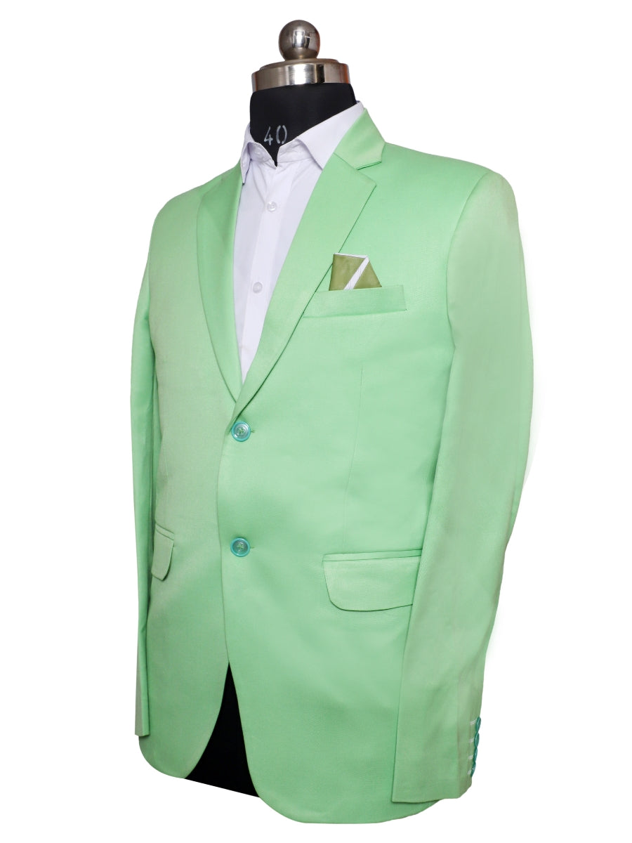 Viscose Stretch Cyan Green Men Blazer