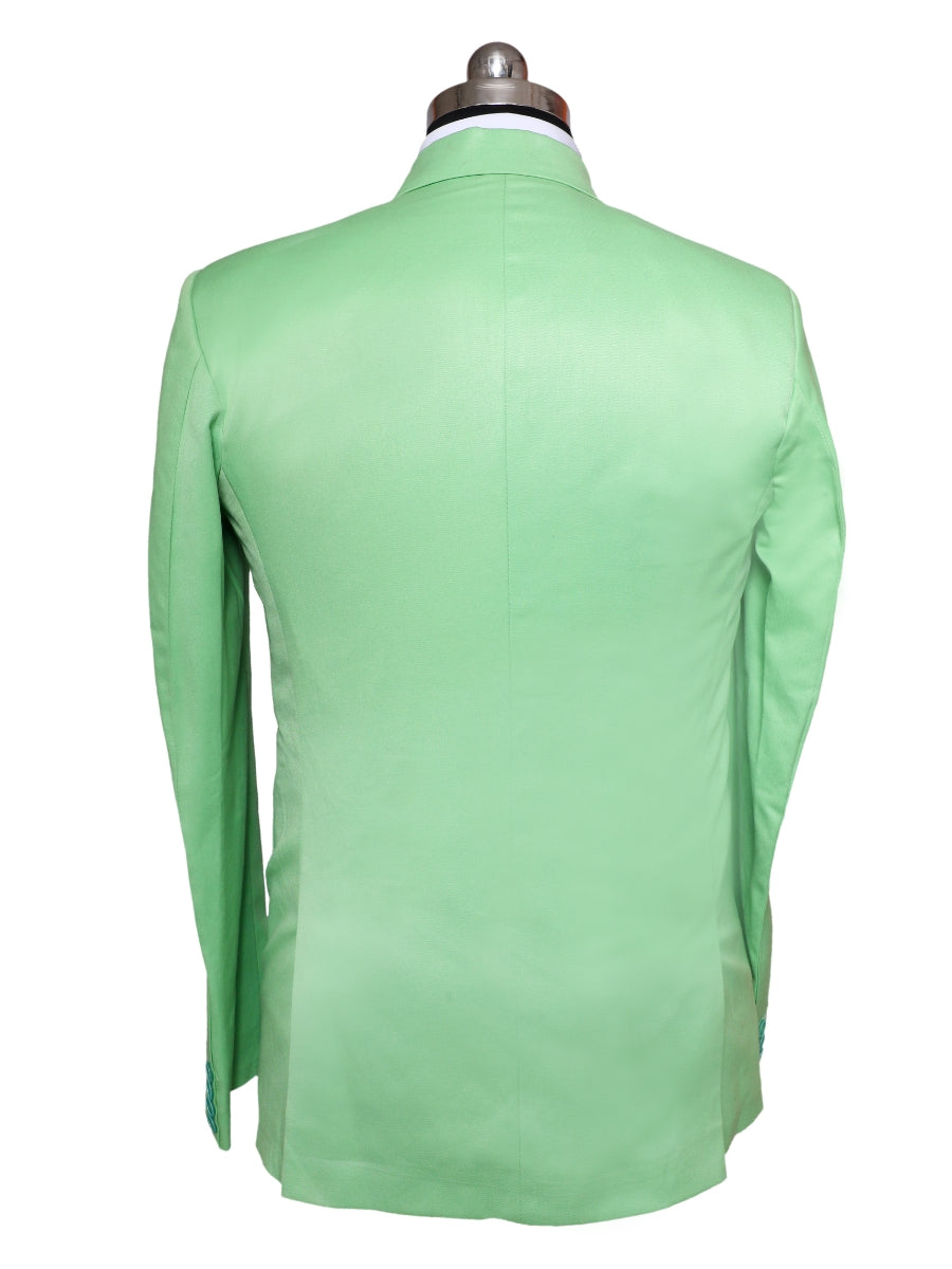 Viscose Stretch Cyan Green Men Blazer