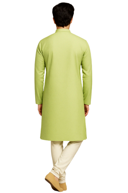 Light Pastel Green Jacquard Kurta with Subtle Embroidery