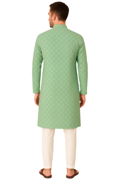 Mint Green Printed Knee-Length Kurta