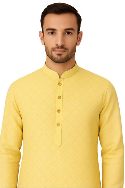 Bright Yellow Printed Festive Kurta