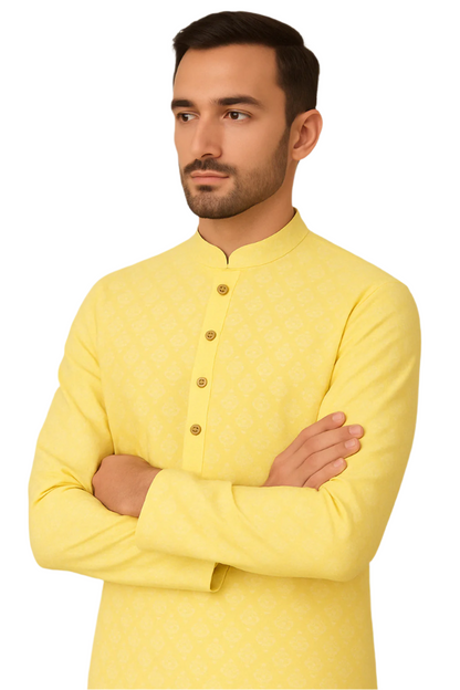Bright Yellow Printed Festive Kurta