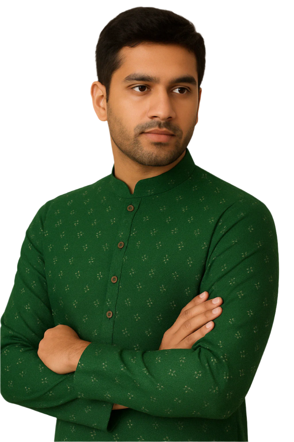Emerald Green Kurta with Subtle Motif Print