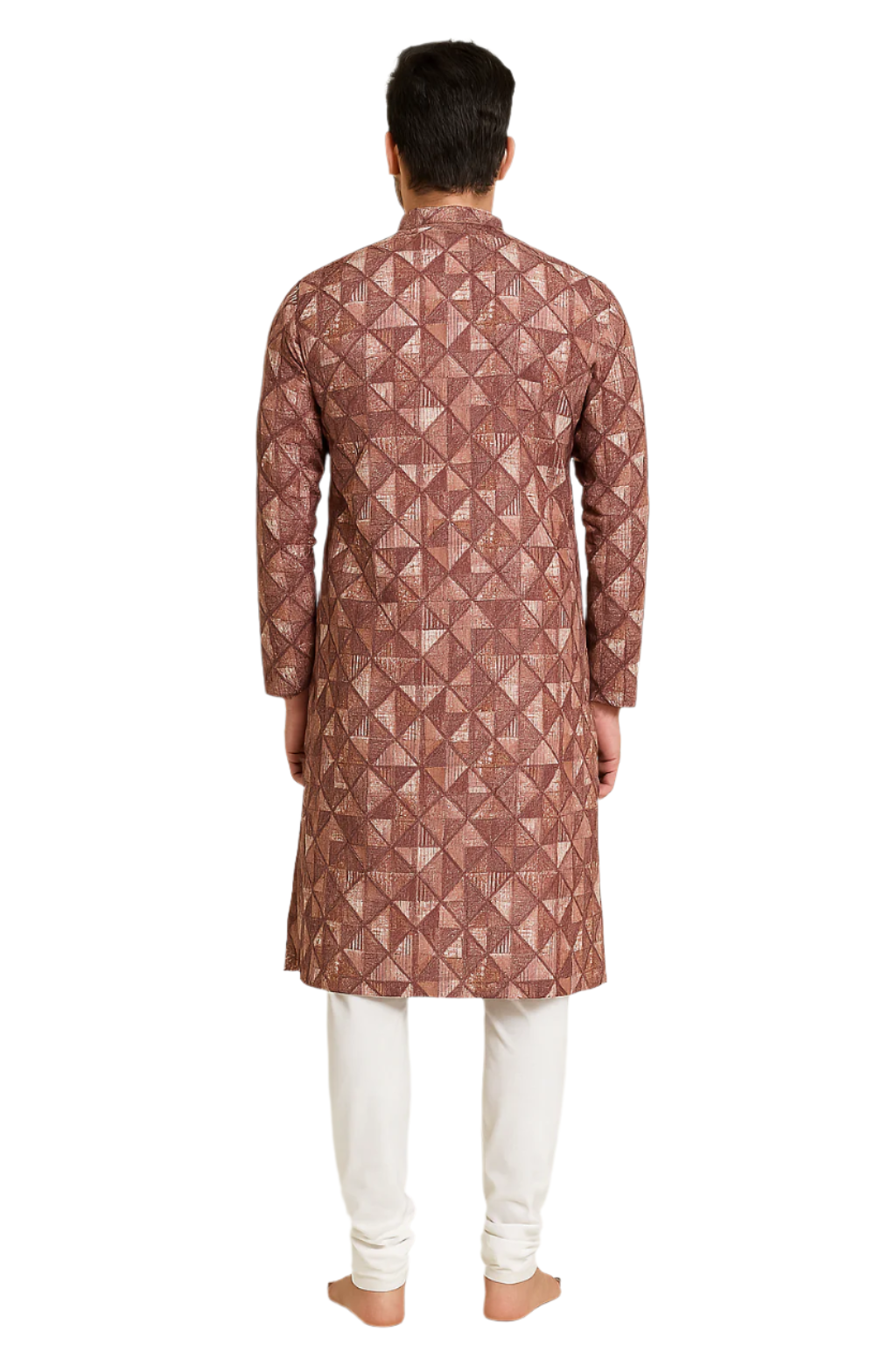 Maroon Textured Geometric Print Kurta Pajama Set