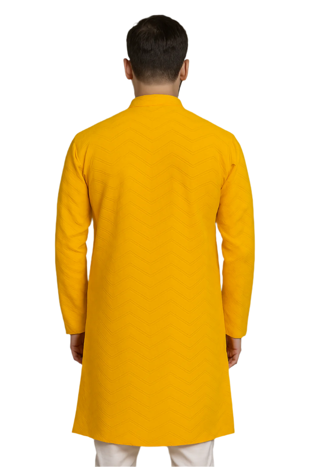 Mustard Yellow Textured Kurta Set