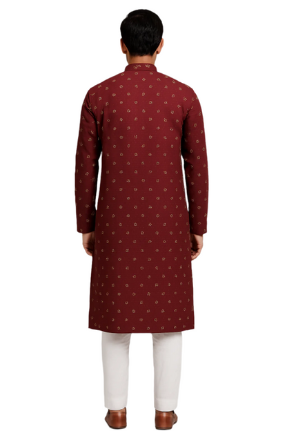 Maroon Kurta with Subtle Golden Motif Work
