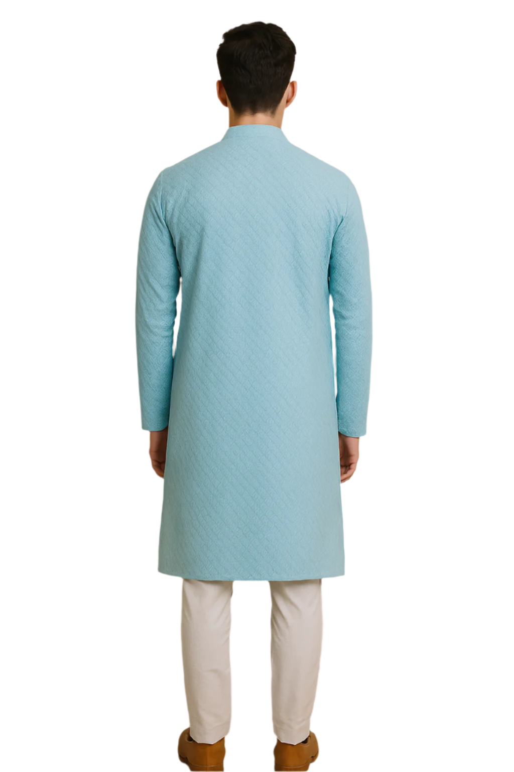 Aqua Blue Textured Kurta Set