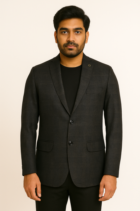 Check Blazer Grey Men Blazer