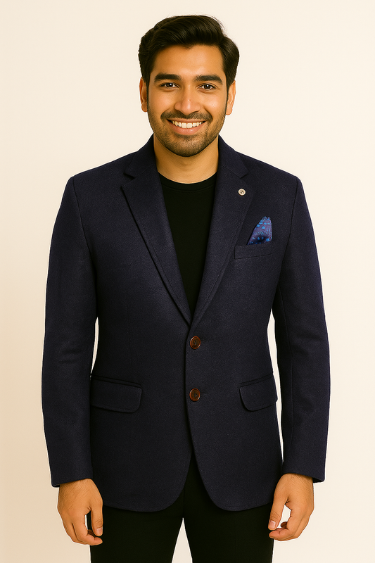 Knit Denim Blazer Purple Men Blazer