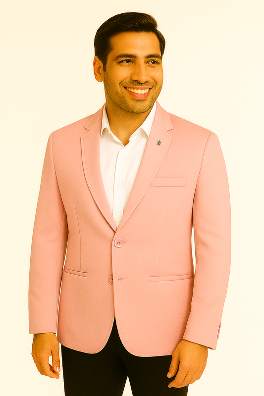 Knit Blazer Congo Pink For Men Pattern Lycra Fabric