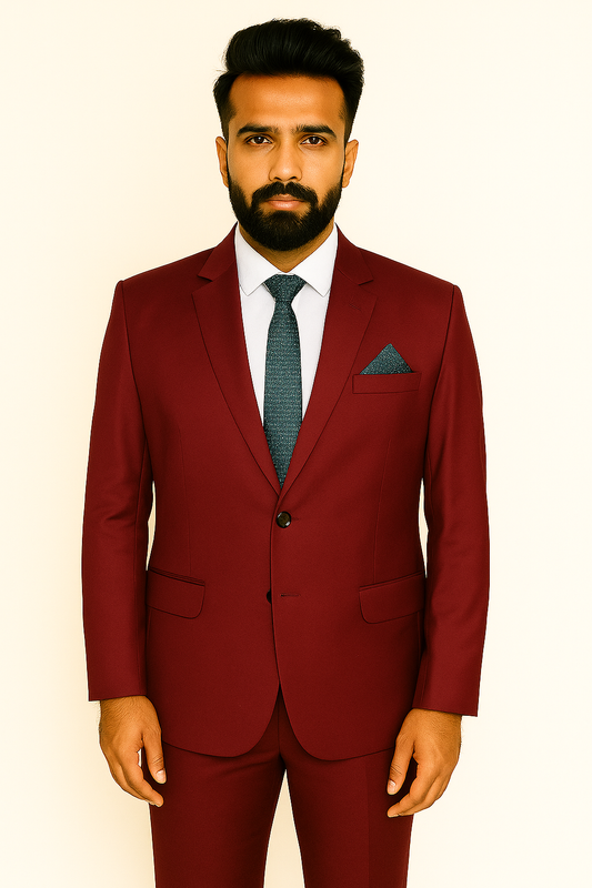 Two Piece Maroon TR Viscose Fabric