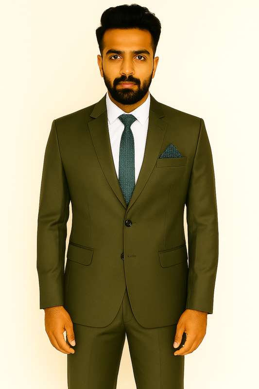 Two Piece Olive Green TR Viscose Fabric