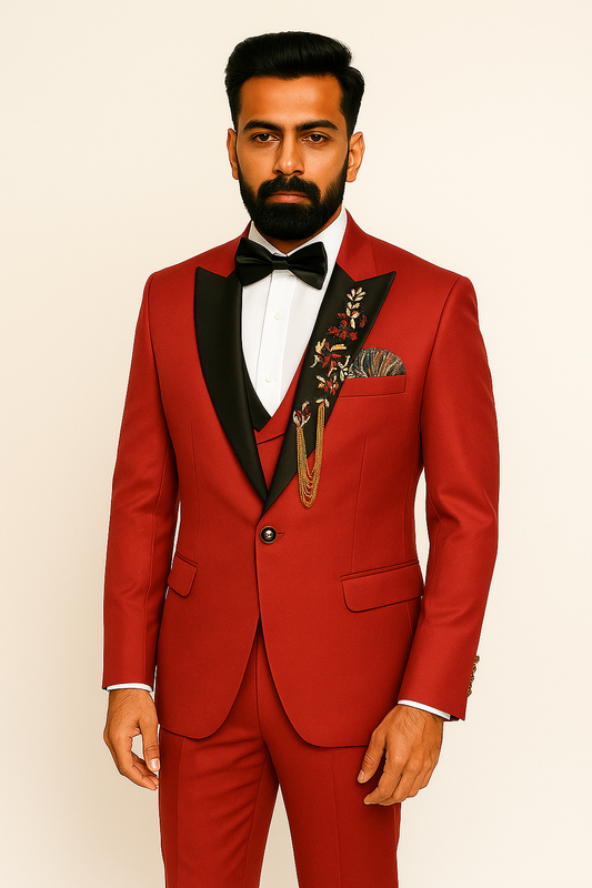 Smart Fit Smart Looks Two Piece Suit Red For Men