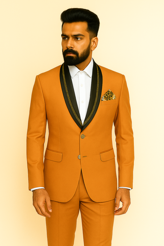 Smart Fit Smart Looks Two Piece Suit Orange  For Men