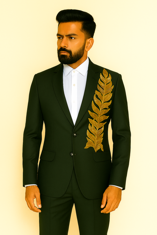 Smart Fit Smart Looks Two Piece Suit  Green  For Men