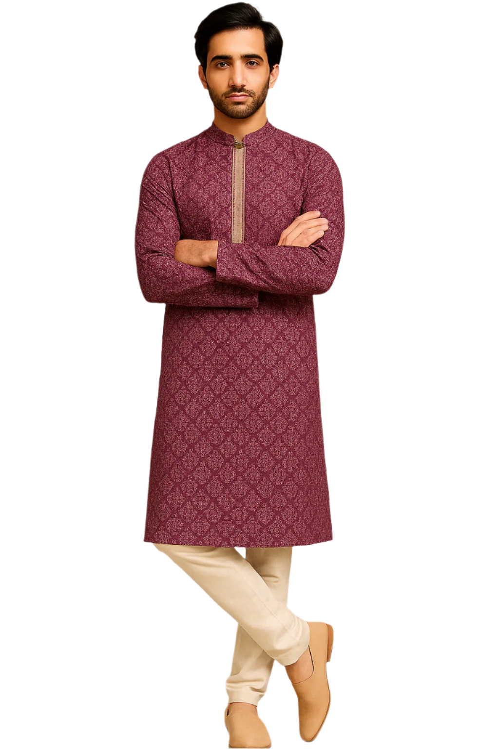 Elegant Purple Jacquard Kurta