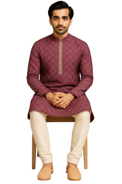 Elegant Purple Jacquard Kurta