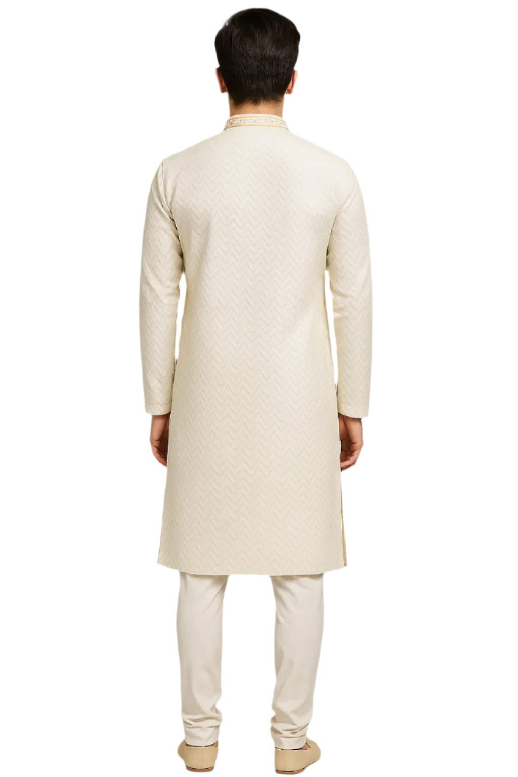 Ivory Textured Kurta Pajama Set
