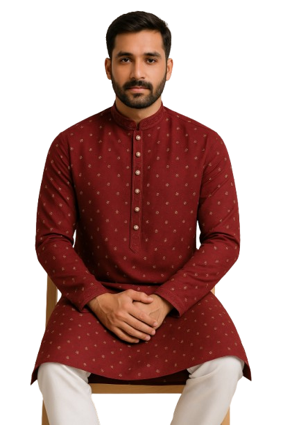 Maroon Kurta with Subtle Golden Motif Work
