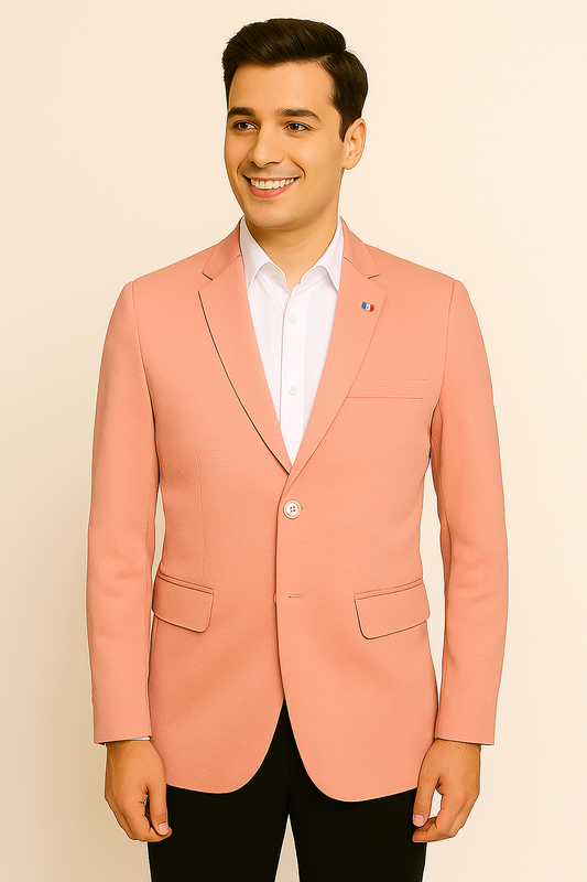Knit Blazer Pink For Men Pattern Lycra Fabric