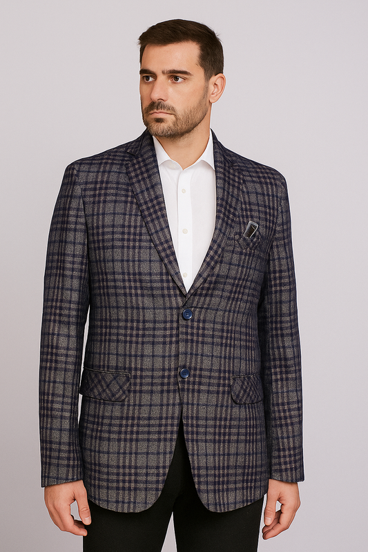 Tweed Check Grey Men Blazer