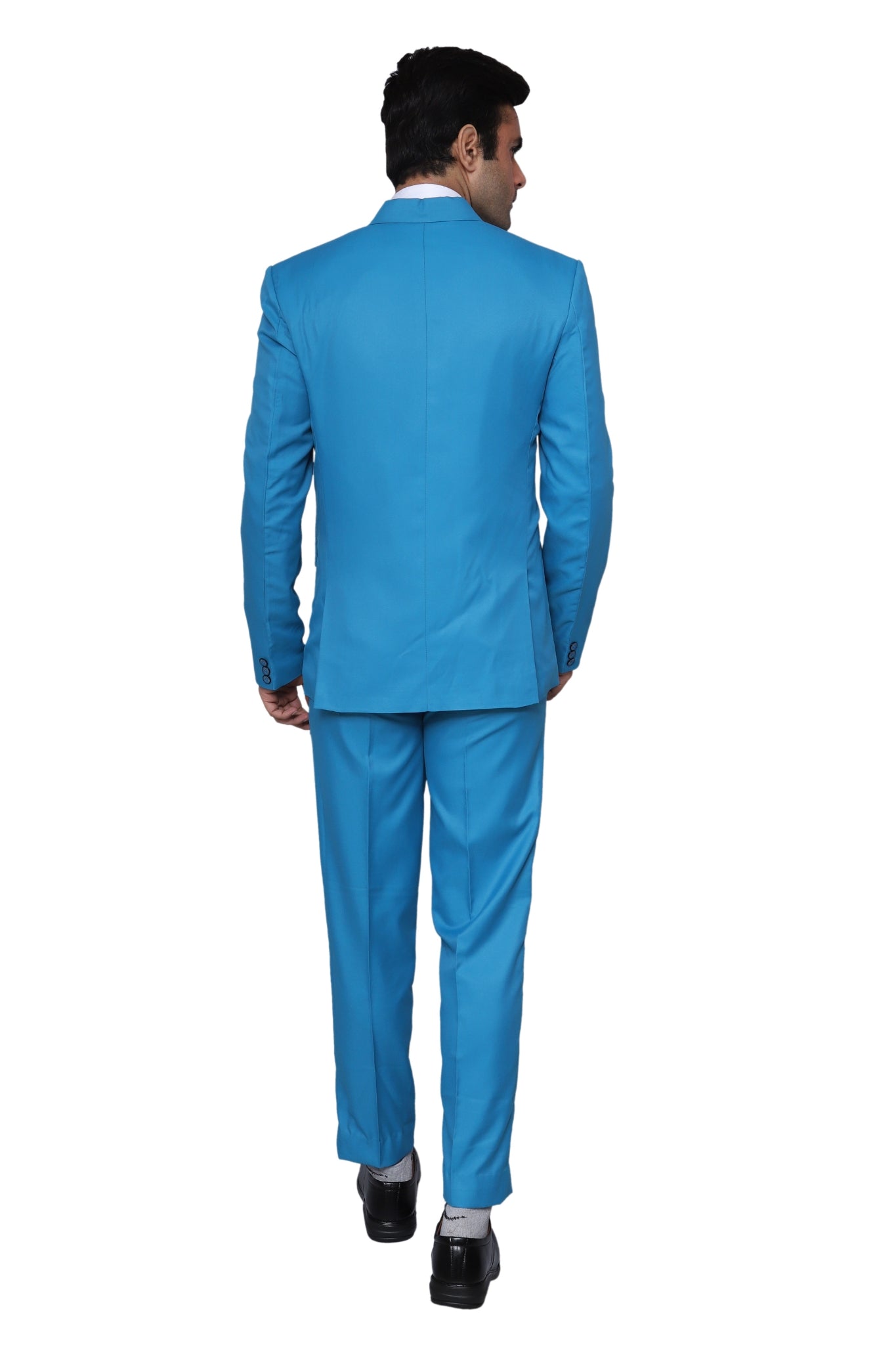 Plain Three Piece Suit Sky Blue For Men