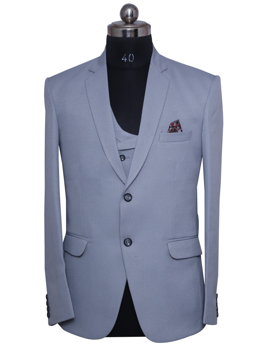 Corporate Partywear Formal Three piece Grey Suit  For Men