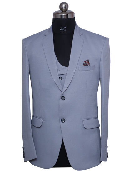 Corporate Partywear Formal Three piece Grey Suit  For Men